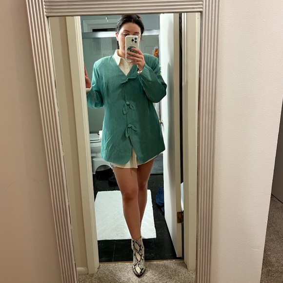 Vintage teal button up top - Picture 6 of 6